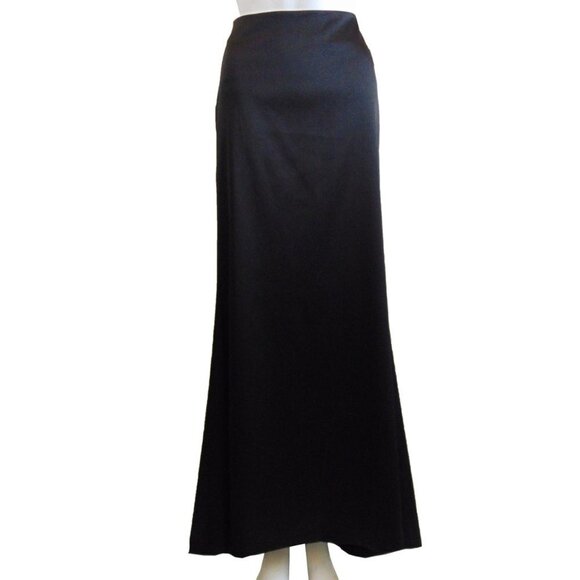 Le Chateau Black Satin Show-Stopping Fit & Flare 3/4 Length Maxi Skirt size 00 - Picture 16 of 16